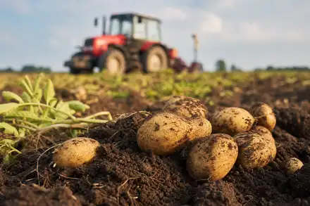 Pommes de terre fraîchement récoltées sur des terres restaurées